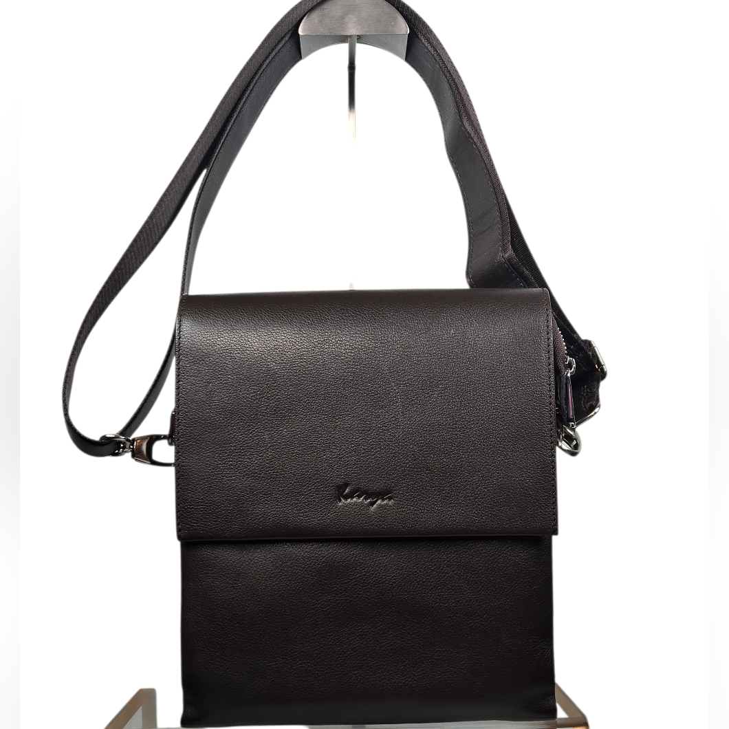 Karya 1980 Genuine Leather Crossbody Messenger Bag Brown Adjustable Strap Multi